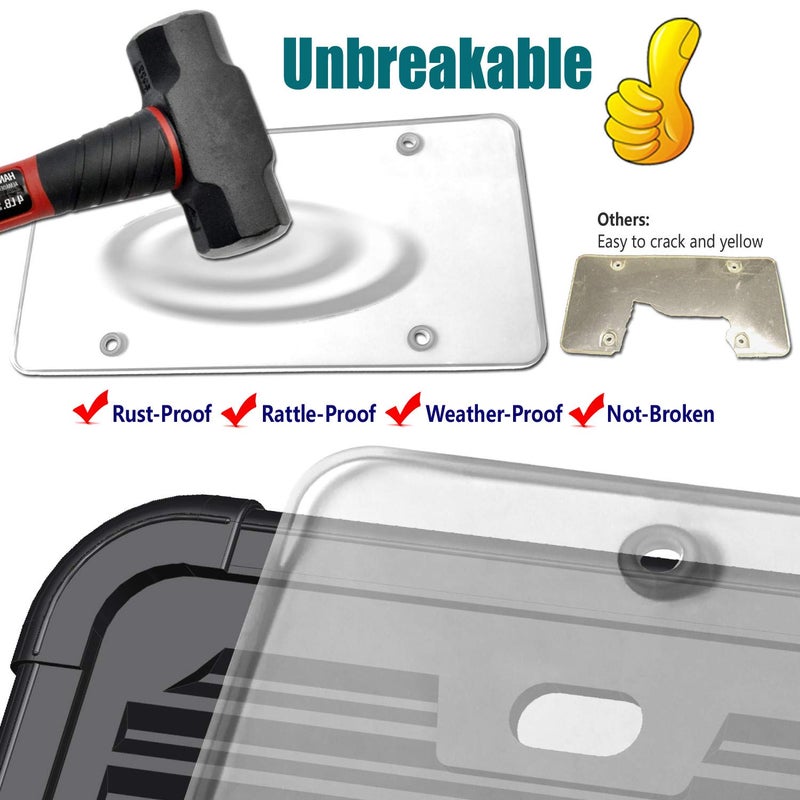 Aootf License Plate Protector- Clear Novelty Number Plate Cover with Silicone Car Tag Frame, Unbreakable Cover to Protect Front or Back License Plate with Screws,Caps - Image 3